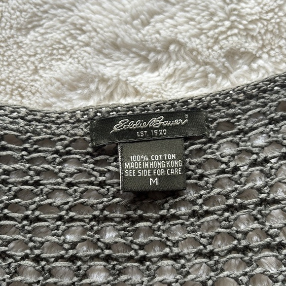 Eddie Bauer Crochet Knit Button-Up Top | Boho Coastal Grandma Core Size Medium - Picture 4 of 6